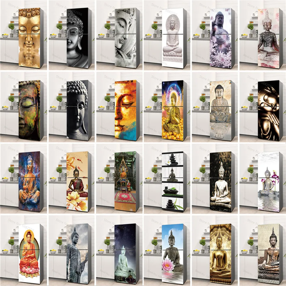 Full Cover Adhesive - Stiker Kulkas Vinil Seni Buddha Penutup