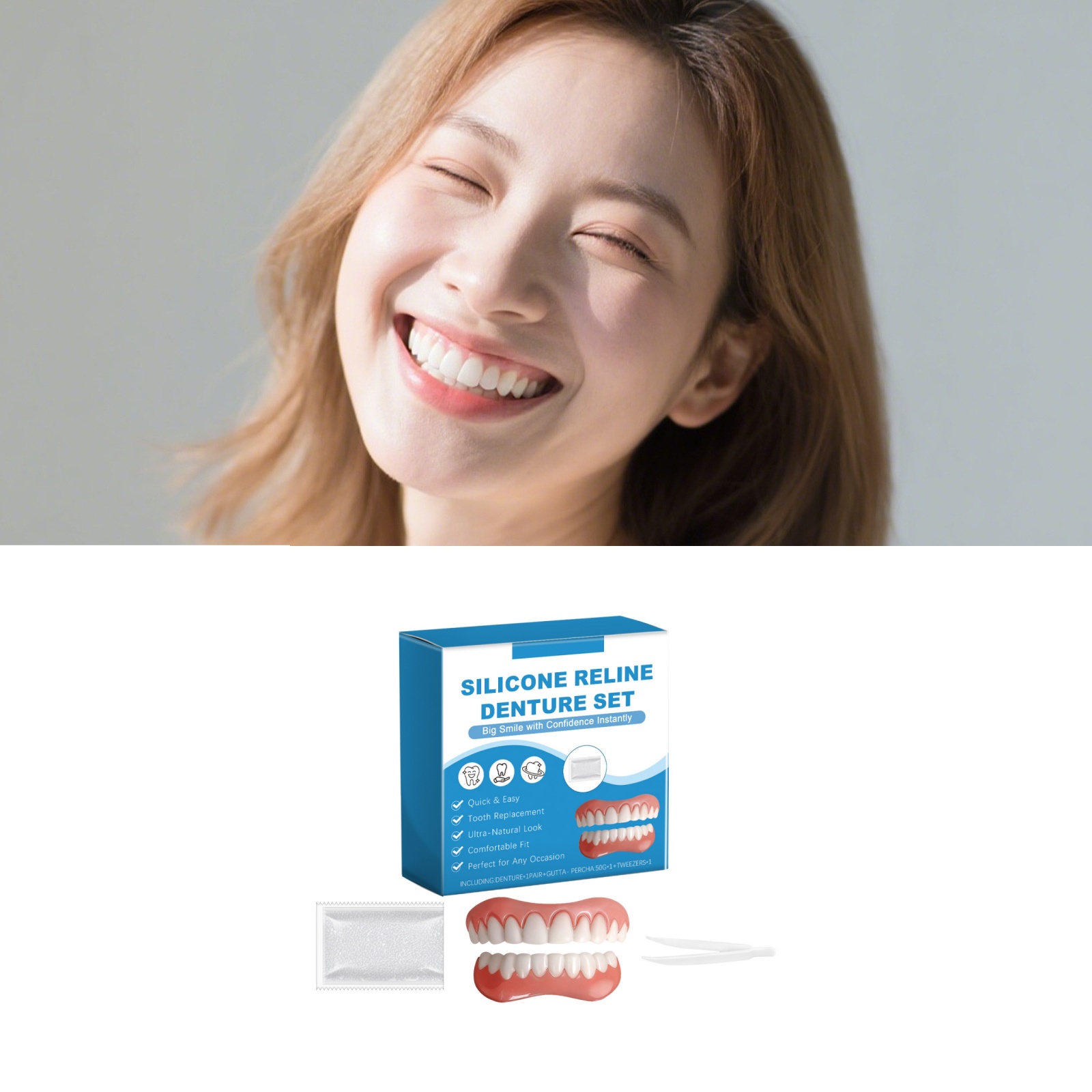 Gigi Palsu Satu Set Lengkap Di - Full Cover Adhesive ulasan dan harga