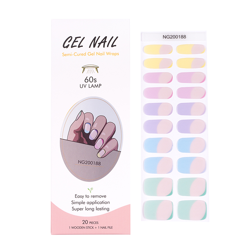 Huizi French Gel Nail Strips P - Full Cover Adhesive ulasan dan harga